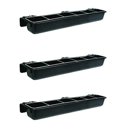 Little Giant HF9BLACK Hook Over Goat Trough Heavy Duty Galvanized Steel Body 9 Quart Feeder with Universal Mounting, Black (3 Pack)