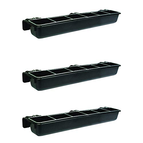 Little Giant HF9BLACK Hook Over Goat Trough Heavy Duty Galvanized Steel Body 9 Quart Feeder with Universal Mounting, Black (3 Pack)