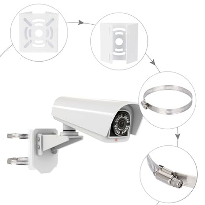 Sumnacon Camera Pole Mount Bracket-Stainless Steel Pole Mount Adapter Bracket with Loops,Sturdy Camera Mount Bracket for Pole Post,Universal Pole Mount Bracket for CCTV Security Camera Ptz Dome - color: Silver