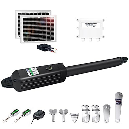 TOPENS A5S Automatic Solar Gate Opener for Medium Duty Single Swing Gates Up to 16ft, Single Swing Gate Operator Battery Powered with Remote Control Kit Gate Motor Solar Panel Included - size: 550lbs