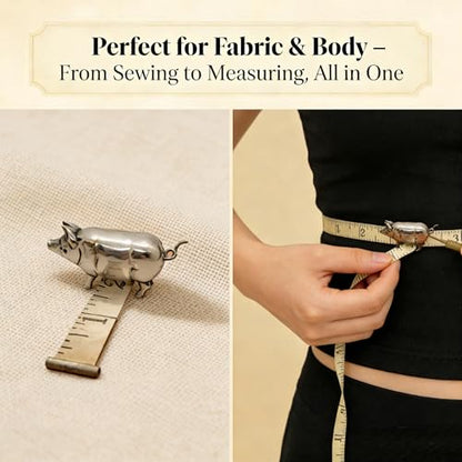 Antique-Inspired Pig Mini Tape Measure, Vintage Brass Pig Sewing Tape Measure,Fabric & Body Measurements Tape, Cute Animal Tapes Measure for Crafts Quilting Sewing Lovers