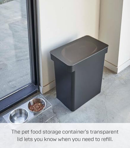 YAMAZAKI Home Tower Airtight Pet Food Storage Container - Cat And Dog Food Holder Bin With Transparent Lid And Handle - Extra Large - Polypropylene - 6.6 Gallons, 25 Liters - color: Black, size: Extra Large