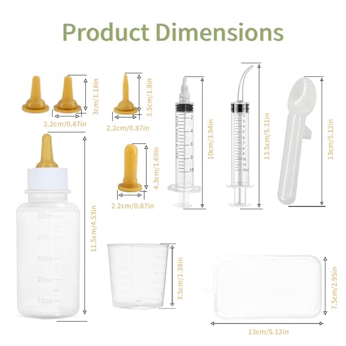 Pet Feeding Kit Kitten Bottle Feeding Set with Nursng Nipples,Portable Storage Case,Emergency Feeding Supplies,Replaceable Accessories for Newborn Kittens and Puppies,Rabbits (8 Piece)