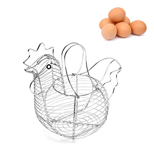 Chicken-Shaped Egg Basket Metal Chicken Shaped Wire Egg Storage Basket Holder Rack - Store 24 Eggs for Home Kicthen