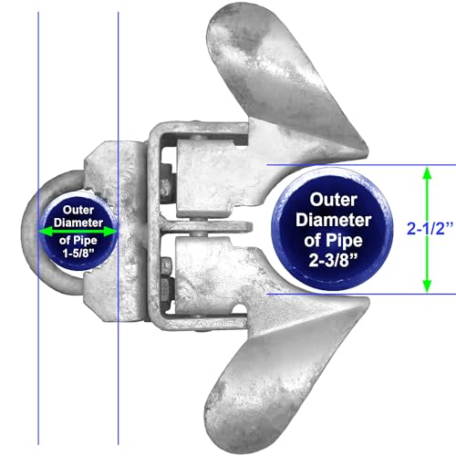 Jake Sales -Chain Link Fence Butterfly Gate Latch - Fence Automatic Gate Latch - 1-5/8" Gate Frame and 2-3/8" Gate Post - Galvanized Fence Gate Latch with Hole for Padlock - size: 1-5/8" X 2-3/8"