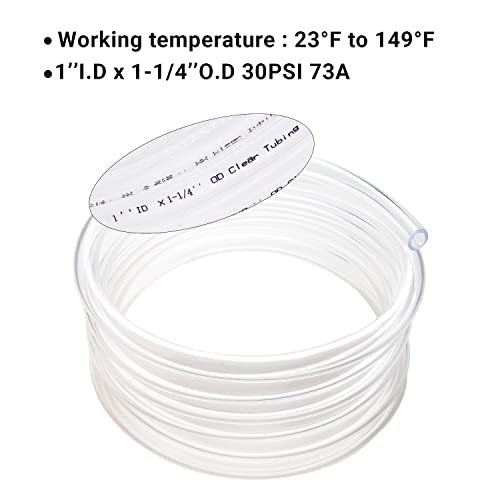 1’’ ID × 1-1/4’’ OD - 50 ft Clear Plastic Vinyl Tubing, Flexible PVC Hose Lightweight Non-Toxic vinyl Tube for Transfer Water Air Oil - size: 1'', style: 50 feet