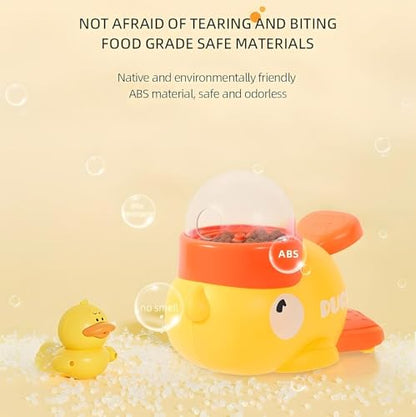 Interactive Dog Treat Dispenser Toy, Duck Shape Puzzle Feeder with Press Button and Rotating Design, Yellow and Orange, Slow Feeding Game for Dogs and Cats