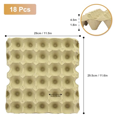 18 Flats 30-Cell Egg Crate, Holds 30 Eggs, Sturdy and Stackable, Perfect Egg Crates for Fresh Eggs, Chicken Farm - size: 18 Pack Light gray