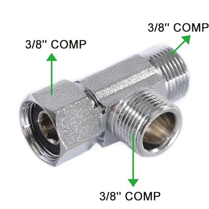 Brass Angle Stop Add-A-Tee Valve,3/8-Inch Compression Inlet X 3/8-Inch Compression Outlet X 3/8-Inch Compression Outlet (3/8x 3/8x 3/8 Add-A-Tee Chromed) - size: 3/8x 3/8x 3/8 1 Pack Chromed