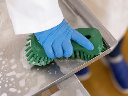 Vikan 38942 Extra Large Hand Brush, Multifunctional, Slip-Resistant Cleaning Tool, Extra Stiff Polypropylene & Polyester Bristle, 9.1", Green - color: Green