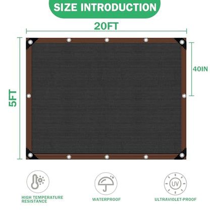 Shade Cloth - for Plants Greenhouse, 70% Sunblock Shade Sails -for Outdoor Garden Pergola Patio Lawn Sun Shade Cloths for Kennel Chicken Coop Easier to Hang Plant Shade Net Cover - size: 5'x20'