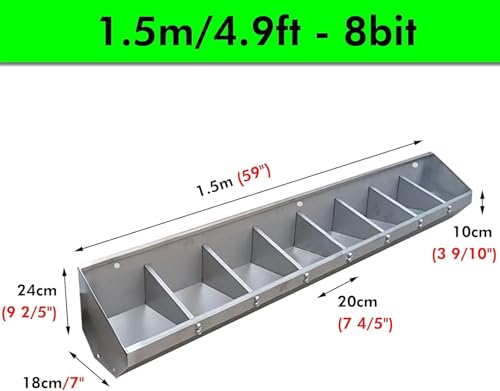 Portable Livestock Feeding & Watering Supplies, Stainless Steel Pig Food Trough for 5 6 8 10 Bit Piglet, Patio Sheds Pen Farms Pasture Pigs Feeder Hold Hay Feeds(1.5m/4.9ft 8bit) - size: 1.5m/4.9ft 8bit