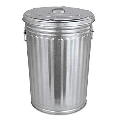 Pre-Galvanized Steel Trash Can - Round, 20gal, Gray, with Lid - Outdoor Garbage Can