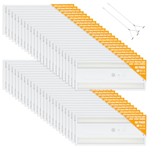 300W LED Linear High Bay Light, 45000LM Shop Light Commercial 120-277V, 5000K High Bay Lights for Warehouse, Garage Factory, UL Listed, 5 Years Warranty, 48Pack - color: 5000K 48PACK, size: 300W