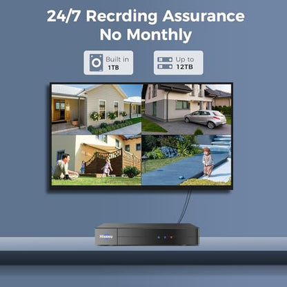 Hiseeu 4K Wired Security Camera System Outdoor with Audio,Smart Dual Light,AI Human/Vehicle Detection,1TB HDD,4K Surveillance DVR Kit 8CH,4X8MP Home CCTV Cameras,Smart Playback,100ft Night Vision - color: White 4 CH