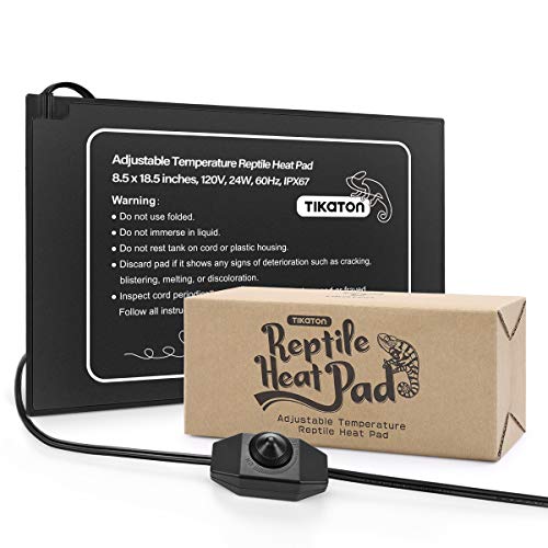 Tikaton Reptile Heat Pad - Adjustable Temperature Under Tank Heater for 10-20gal/30-40gal Tank, Terrarium Heat Mat for Turtle/Snake/Lizard/Frog/Spider/Plant Box - size: 1 Pack-18.5" X 8.5"