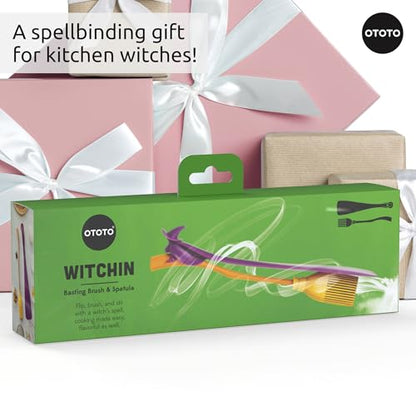 OTOTO Jar Spatula and Pastry Brush - Silicone Heat Resistant and Basting Brush, Cooking and Baking Spatula, Spooky Witchy Gifts, Gothic Kitchen Halloween Gifts, Unique Kitchen Gadgets (Witchin) - color: Witchin