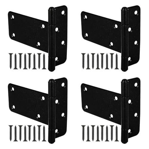 5 in T-Strap Heavy Duty Gate Hinges 260 Lbs Capacity,4 Pack Extra Thick Shed Door Tee Hinges, Black Wrought Hardware for Wooden Fences, Barn Door, Screws Included (Patent Pending) - color: Black, size: 5 in -4 pcs