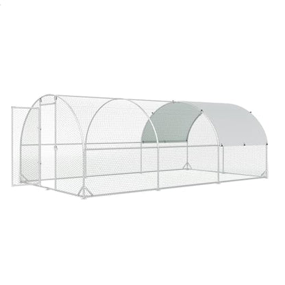 4ever2buy Metal Chicken Coop, 10x20 FT Walk-in Chicken Run Pen Poultry Cage, Water-Resistant & Anti-UV Cover, Large Chicken Coop for 18-22 Chickens - size: 231.6"L x 114.0"W x 76.0"H