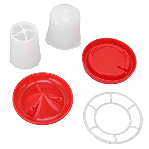Poultry Waterer, Chicken Feeder and Waterer Set with Automatic Draining and Grid Design Chicken Feeders Hanging Poultry Plastic Containers for Outdoor