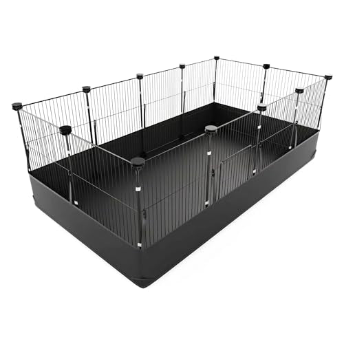 Chicken Brooder Pen with Washable Canvas Bottom Large Indoor Small Animal Black Playpen 12-Panel DIY Wire Pet Enclosure Cage with Door & Connectors Guinea Pig Rabbit Bunny Chick Playpen