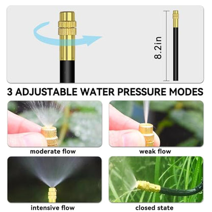 98.4Ft Drip Irrigation System, 360° Bendable Drip Irrigation Kit Automatic Irrigation System for Garden, Adjustable Garden Watering Misting System for Greenhouse, Yard, Lawn, Plant - size: 98.4Ft