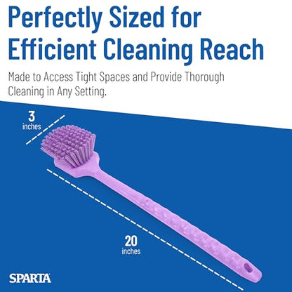 SPARTA 40501EC68 Plastic Large Scrub Brush, Kitchen Brush, Utility Brush With Long Handle For Cleaning, 20 Inches, Purple - color: Purple