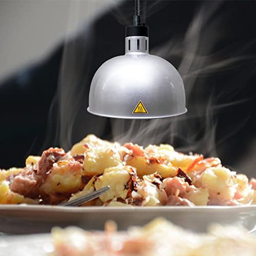 Hanging Food Heat Lamp Infrared Food Warmer Fry Heating Light 250W with Retractable Cord (Hanging,Dia 29cm(Silver)) - size: Hanging,Dia 29cm(Silver)