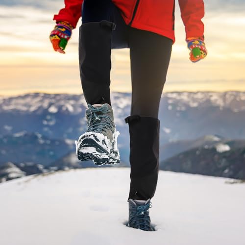 Unisex Waterproof Hiking Gaiters Snowproof Leg Warmers Extended Boot Covers M Size Black for Trekking in Snow Outdoor Protection