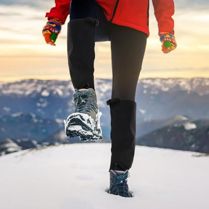Unisex Waterproof Hiking Gaiters Snowproof Leg Warmers Extended Boot Covers M Size Black for Trekking in Snow Outdoor Protection