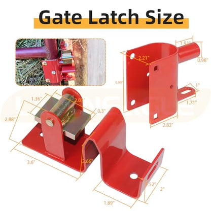 Red One Way Gate Latch – Heavy Duty Farm Gate Latch | Fits Round Tube Gates with 1-5/8" to 2" Tubes – 1-Way Latch with 4-Digit Combination Lock, Ideal for Farms & Pastures - color: 1 Pack Red One Way Gate Latch
