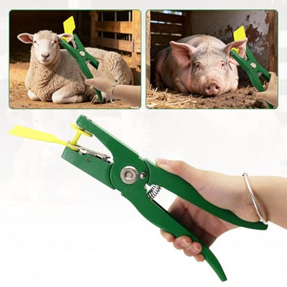 Universal Livestock Ear Tag Applicator Green Livestock Ear Tag Pliers，Durable Metal Animal Tagging Tool for Cattle Cow Pig Sheep Goat Livestock