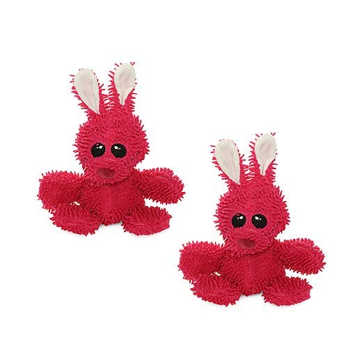 MIGHTY® 2 Pack Microfiber Medium Rabbit Dog Toys | Ultra Durable Plush Toy with Multiple Layers & Reinforced Seams , Washable and Floats , Mighty® Construction - color: 2PK Pink Rabbit