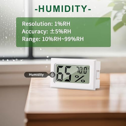 Atogou Mini Hygrometer Indoor Humidity Meter, Digital Humidity Gauge Indoor Thermometer (℉) for Home, Office, Reptile, Car, Greenhouse, Lab, Terrarium, Cellar, Humidors A02 White