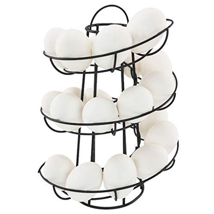 Spiral Design Metal Egg Basket, Egg Storage Holder/Storer Stand Display Rack Basket Egg House Save Space for Kitchen (Black)