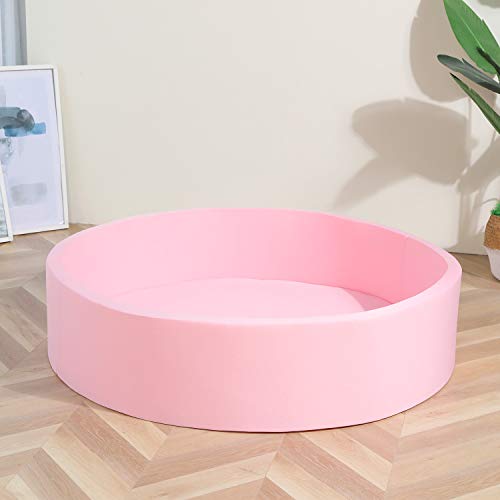 TRENDBOX Extra Large Soft Foam Ball Pit 51.2" x 11.8" (NO Balls) in Large Sponge Round Ball Pool Indoor Round Children Toddler Playpen - Light Pink - color: Light Pink, size: 130CM
