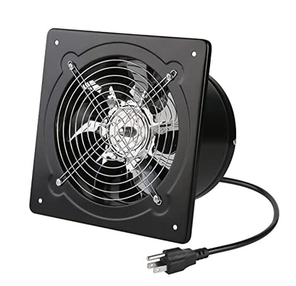 Nalle 6 inch Exhaust Fan 40W 298CFM Through-wall installation Ventilation Fan 110V Exhaust Smoke Fan Ventilation with Power Cord for Kitchen,Bathroom,laundry room,Toilets,Garage (Black
