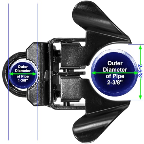 Jake Sales -Black Powder Coated Chain Link Fence Butterfly Gate Latch - 1-3/8" Gate Frame and 2-3/8" Gate Post - Fence Gate Latch with Hole for Padlock - size: 1-3/8" X 2-3/8"