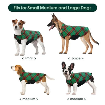 Kuoser Warm Dog Coat, Waterproof Dog Coats for X-Small Dogs, Adjustable Durable Doggie Winter Jacket Reversible Cozy Puppy Cold Weather Apparel from Small to Large Breed, Christmas Green XS - color: Christmas Green, size: X-Small (Pack of 1)