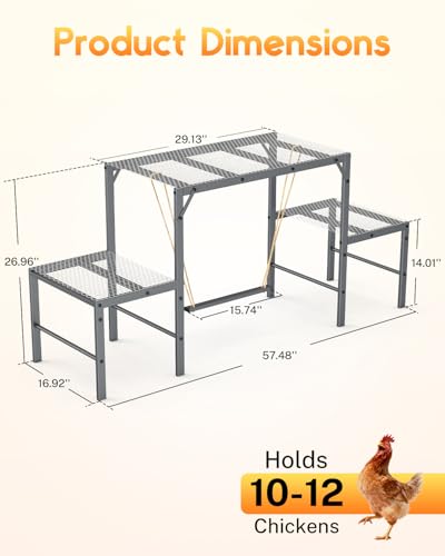 Magicfly Chicken Perch Swing in Coop, Metal Chicken Roosting Bar for Pet Chickens' Health and Happiness, Large Capacity for 10-12 Chickens, Chicken Toys Accessories for Backyard Farms, Grey