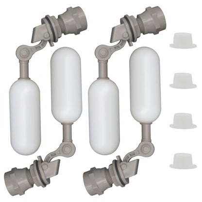 MARKERELE 4PCS 1/2 Inch Float Ball Valve Plastic with Adjustable Arm- Water Level Automatic Control Float Valve for Water Tank, Pool, Livestock Troughs