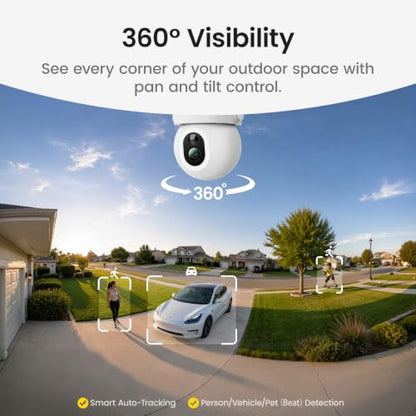 aosu SolarCam D1 Max, 4K Solar Security Cameras Outdoor Wireless, 360° Pan & Tilt Coverage, Auto Tracking, Color Night Vision, Local Storage, No Subscription Required