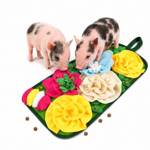 Pig Foraging Mat for Mini Pigs, Pig Toys for Mini Pigs with Snuffle Feeding Pad and Chewable Enrichment Features, Interactive Treat Seeking Activity Toy for Pet Pigs, Farm Pigs and Small Animals - color: colorful