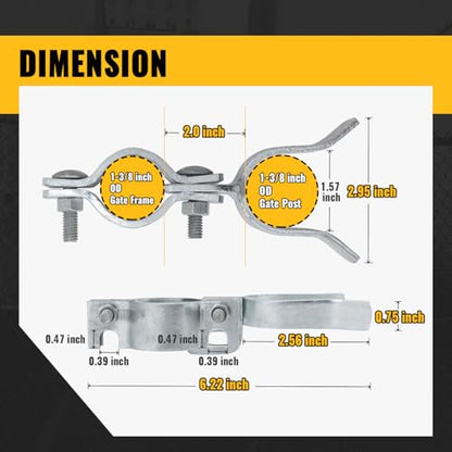 VIVIDA Chain Link Gate Latch 1-3/8" x 1-3/8", Chain Link Fence Gate Fork Latch, Galvanized Farm Fence Lock, 1 PCS - size: 1-3/8" x 1-3/8" (1 PCS)
