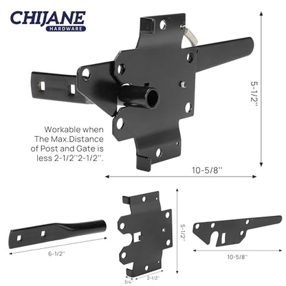 Post Mount Heavy Duty Self Locking Gate Latch for Wooden Fence, Automatic Gravity Lever Spring Fence Latches Gate Lock Gate Hardware for Outdoor/Garden/Vinyl/Wood Fence/Metal Gate,Black Finish