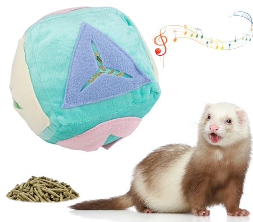 Ferret Toy with Bell Washable Puzzle Treat Hider Slow Feeding Snuffle Foraging Ball for Boredom Enrichment Toys for Small Animal Squirrel Hedgehog Rat Guinea Pig (1PC)