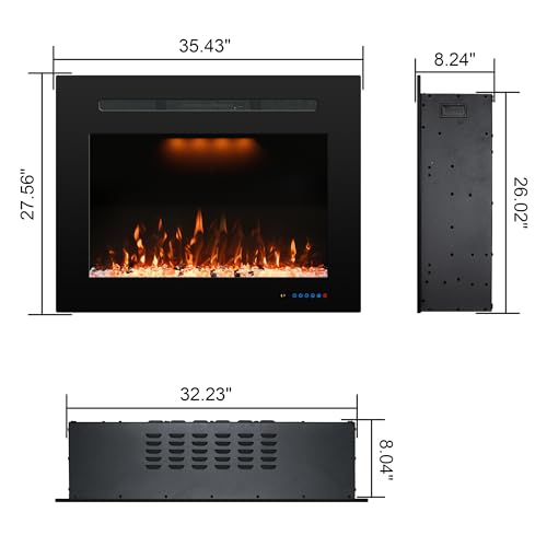Electric Fireplace Insert Trim Kit for 36" W x 27" H，Black, for ASIN B0CLB917Y8 - size: Trim for 36"W27"H