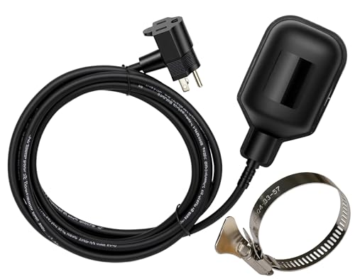 WHK Sump Pump Float switch Tethered Universal Float Switch Repalcement for Sump Pump Septic Sewage Water Tank,Durable Waterproof (Piggyback plug,10FT Cord)