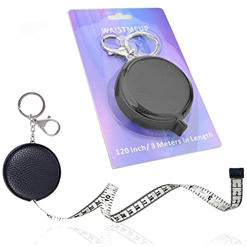 Tape Measure for Body Measuring Tape Double Scale Body Sewing Flexible Ruler for Medical Tailor Craft Ruler, Retractable Key Chain Mini Tape Measure 120 Inches/300cm (Black) - color: Black