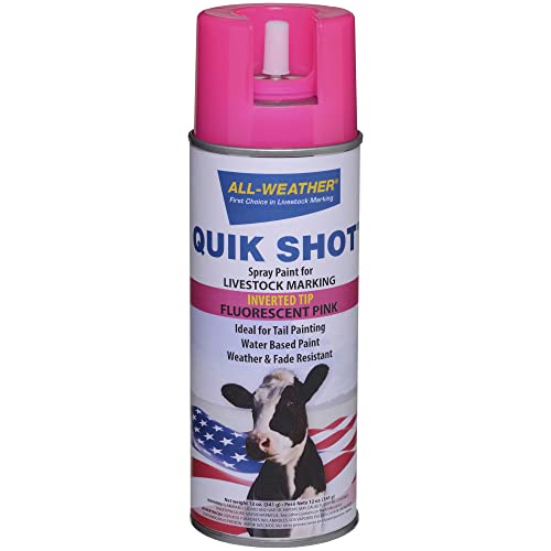 All-Weather 61112 Quik Shot Inverted Tip Spray Paint for Livestock Marking, Fluorescent Pink - color: Flourescent Pink, style: Inverted